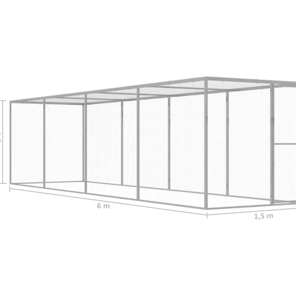 Kissahäkki 6x1,5x1,5 m galvanoitu teräs