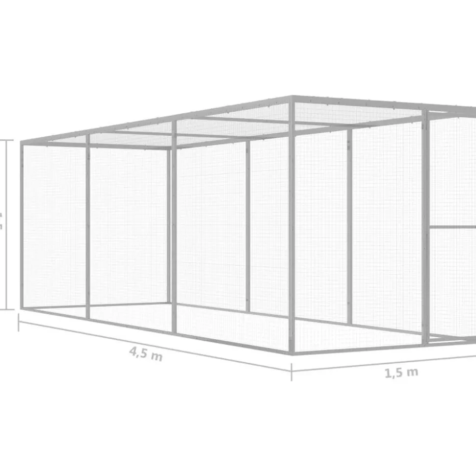 Kissahäkki 4,5x1,5x1,5 m galvanoitu teräs