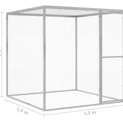 Kissahäkki 1,5x1,5x1,5 m galvanoitu teräs