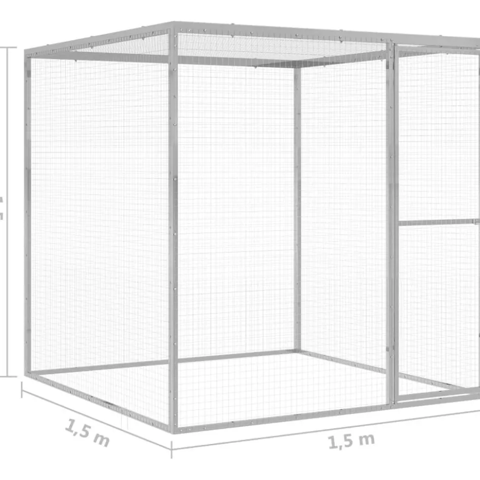 Kissahäkki 1,5x1,5x1,5 m galvanoitu teräs