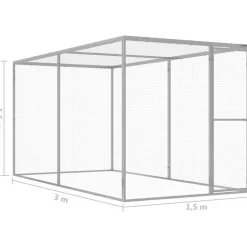 Kissahäkki 3x1,5x1,5 m galvanoitu teräs