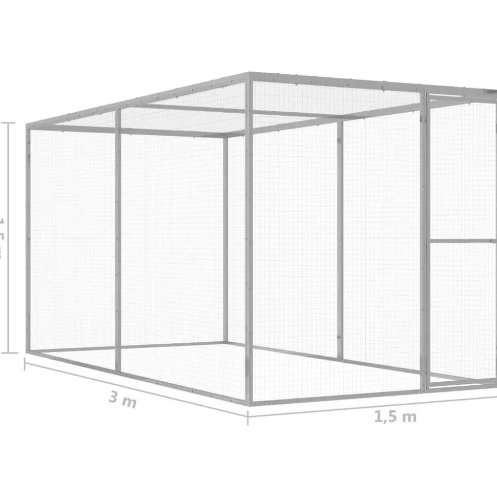 Kissahäkki 3x1,5x1,5 m galvanoitu teräs