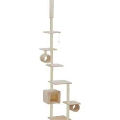 Kissan kiipeilypuu, sisal-pylväillä, 260cm, beige