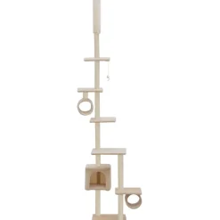 Kissan kiipeilypuu, sisal-pylväillä, 260cm, beige