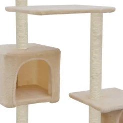 Kissan kiipeilypuu, sisal-pylväillä, 260cm, beige