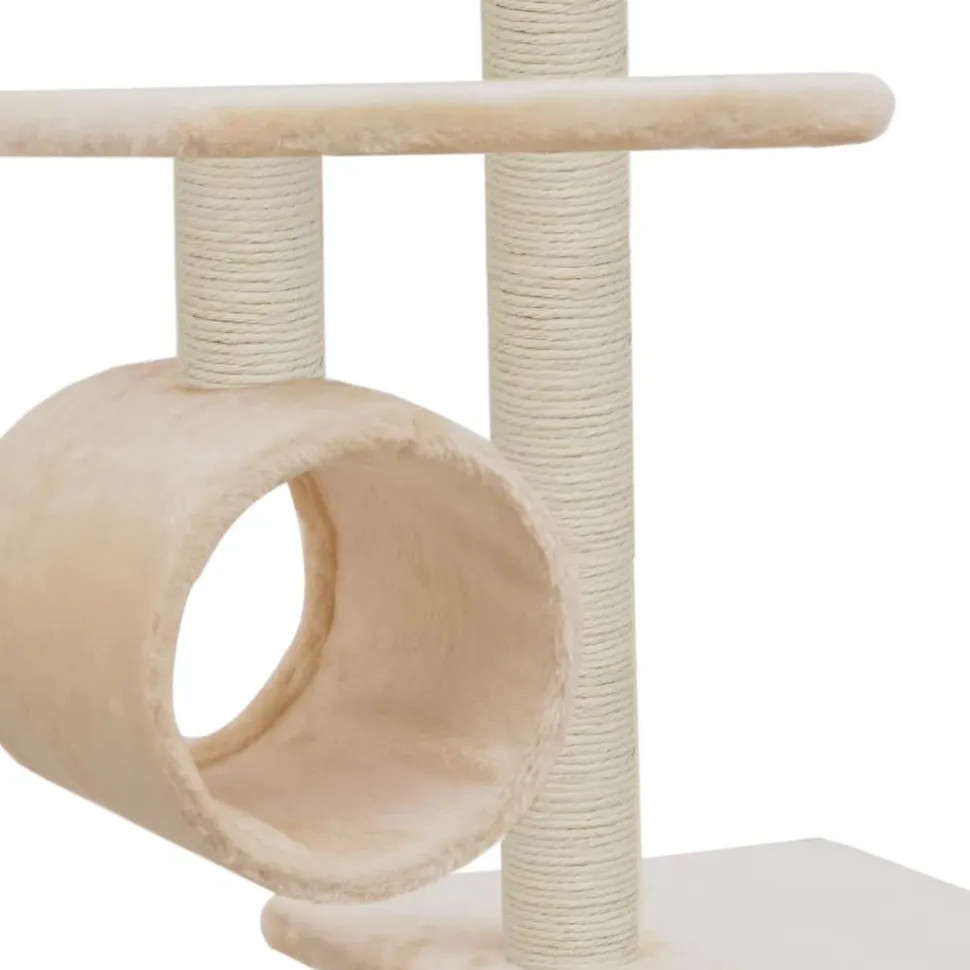 Kissan kiipeilypuu, sisal-pylväillä, 260cm, beige