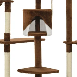 Kissan kiipeilypuu, sisal-pylväillä, 203cm, ruskea/valkoinen