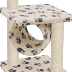 Kissan kiipeilypuu, sisal-pylväillä, 65cm, tassukuvio, beige