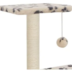 Kissan kiipeilypuu, sisal-pylväillä, 65cm, tassukuvio, beige
