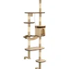 Kissan kiipeilypuu, sisal-pylväillä, seinäkiinnitys, 194cm, beige/ruskea