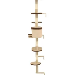 Kissan kiipeilypuu, sisal-pylväillä, seinäkiinnitys, 194cm, beige/ruskea