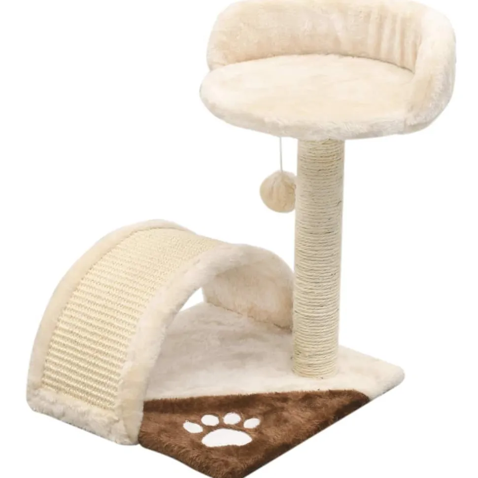 Kissan kiipeilypuu, sisal-pylväällä ja pesällä, 40cm, beige/ruskea