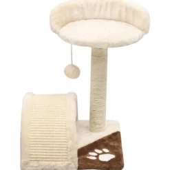 Kissan kiipeilypuu, sisal-pylväällä ja pesällä, 40cm, beige/ruskea