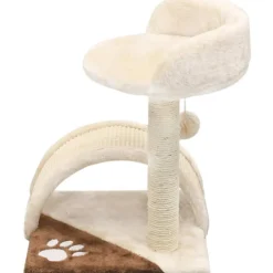 Kissan kiipeilypuu, sisal-pylväällä ja pesällä, 40cm, beige/ruskea