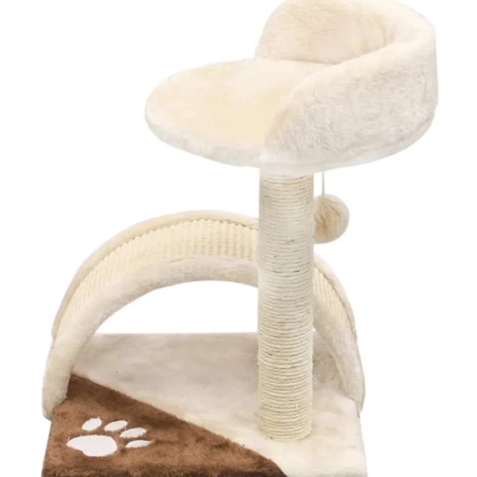Kissan kiipeilypuu, sisal-pylväällä ja pesällä, 40cm, beige/ruskea