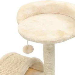 Kissan kiipeilypuu, sisal-pylväällä ja pesällä, 40cm, beige/ruskea