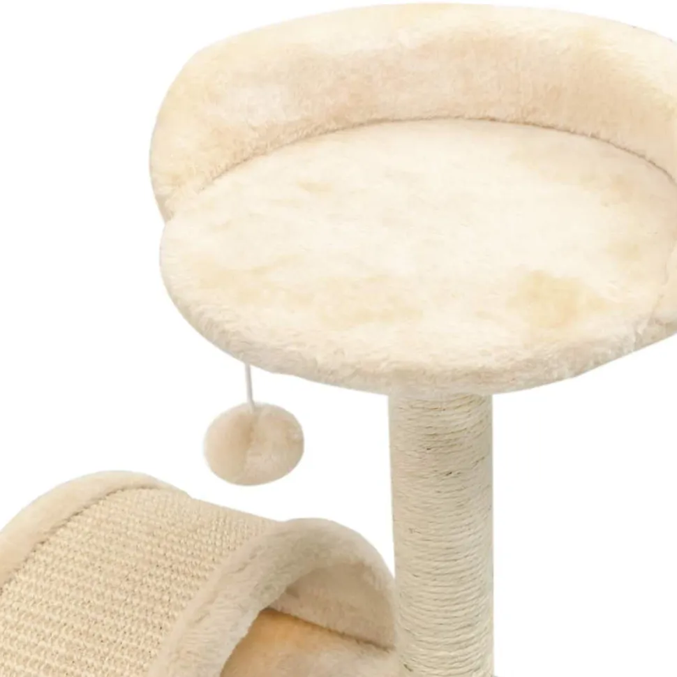 Kissan kiipeilypuu, sisal-pylväällä ja pesällä, 40cm, beige/ruskea