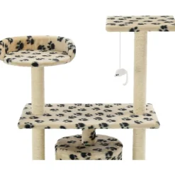 Kissan raapimispuu, sisal-pylväillä, 95cm, tassukuvio, beige