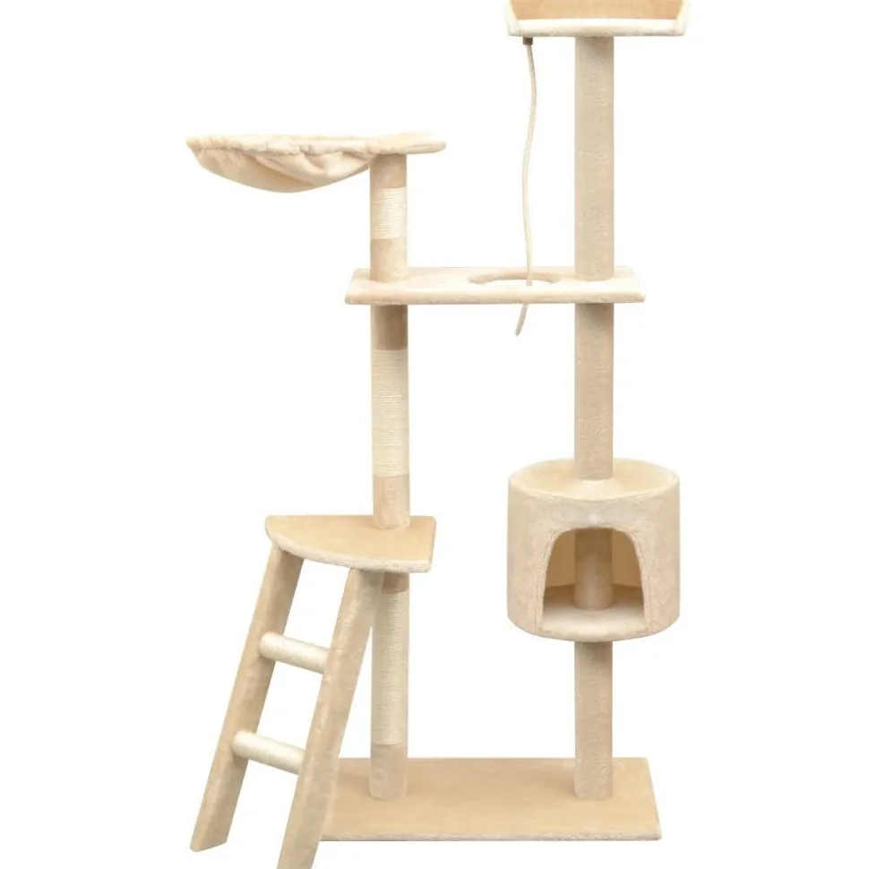 Kissan raapimispuu, sisal-pylväillä, 1 pesällä, 150cm, beige