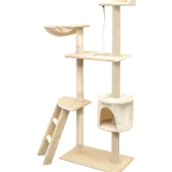 Kissan raapimispuu, sisal-pylväillä, 1 pesällä, 150cm, beige