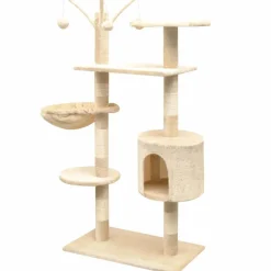 Kissan raapimispuu, sisal-pylväillä, 1 pesällä, 125cm, beige