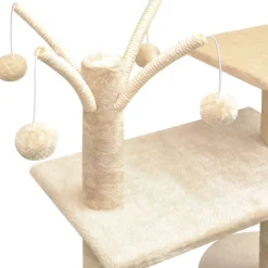 Kissan raapimispuu, sisal-pylväillä, 1 pesällä, 125cm, beige