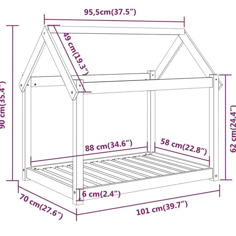 Koiransänky 61-111x50-80x70-100cm, mänty, eri kokoja ja värejä
