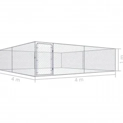 Koiratarha, galvanoitu teräs, 4x4x1m