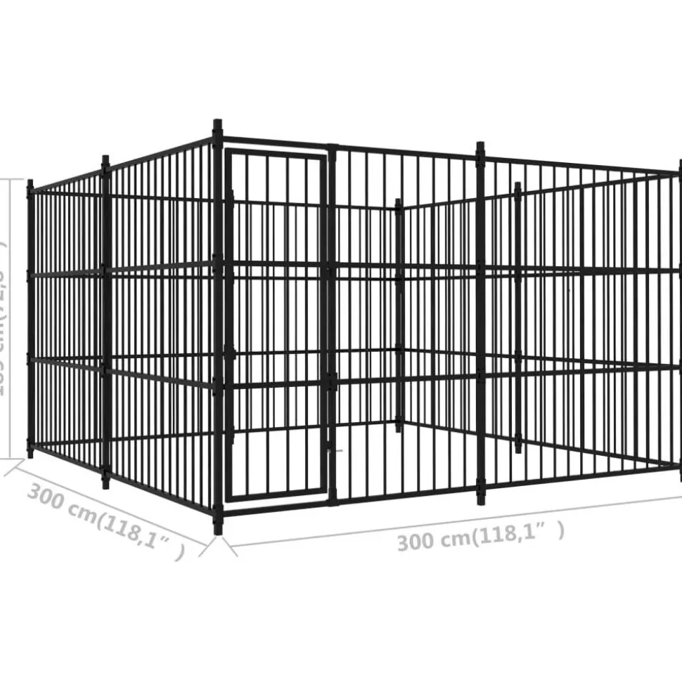 Koiratarha, 300x300x185cm, musta