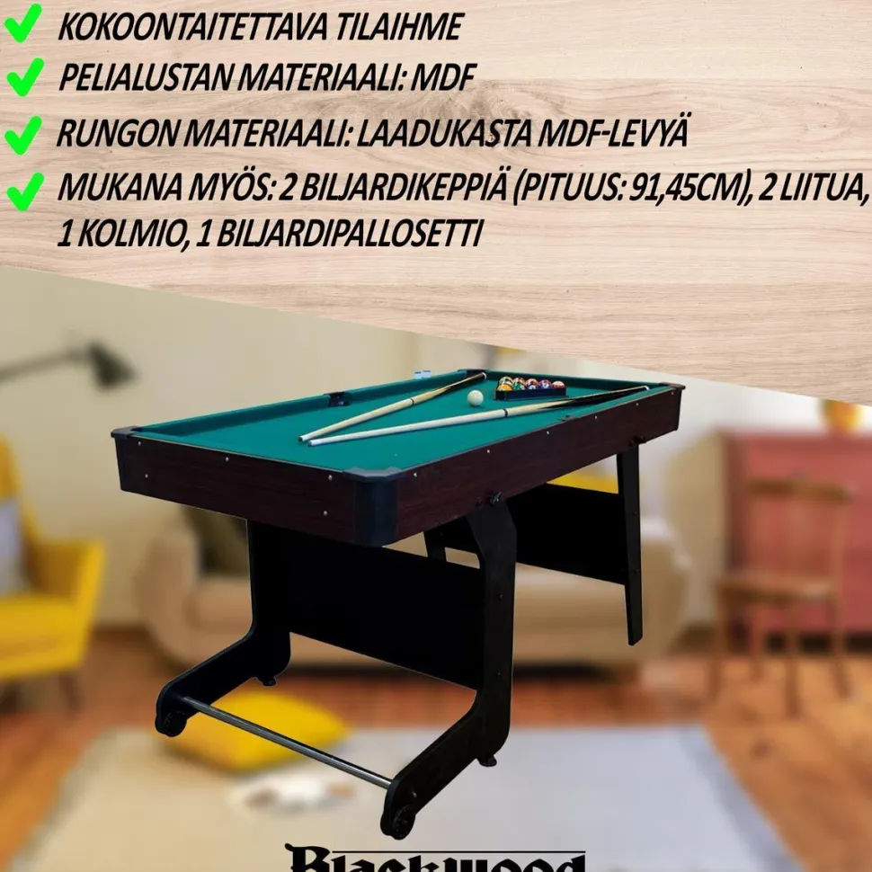 Kokoontaitettava biljardipöytä Blackwood 5'