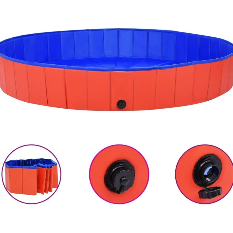 Kokoontaitettava koiran uima-allas punainen 200x30 cm PVC