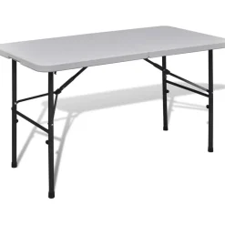 Kokoontaitettava puutarhapöytä, 122cm, HDPE, valkoinen