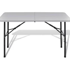 Kokoontaitettava puutarhapöytä, 122cm, HDPE, valkoinen