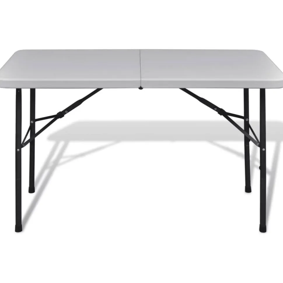 Kokoontaitettava puutarhapöytä, 122cm, HDPE, valkoinen