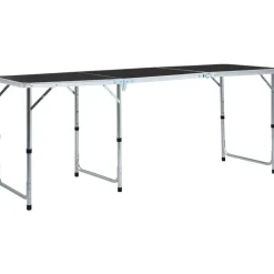 Kokoontaitettava retkipöytä harmaa alumiini 180x60 cm