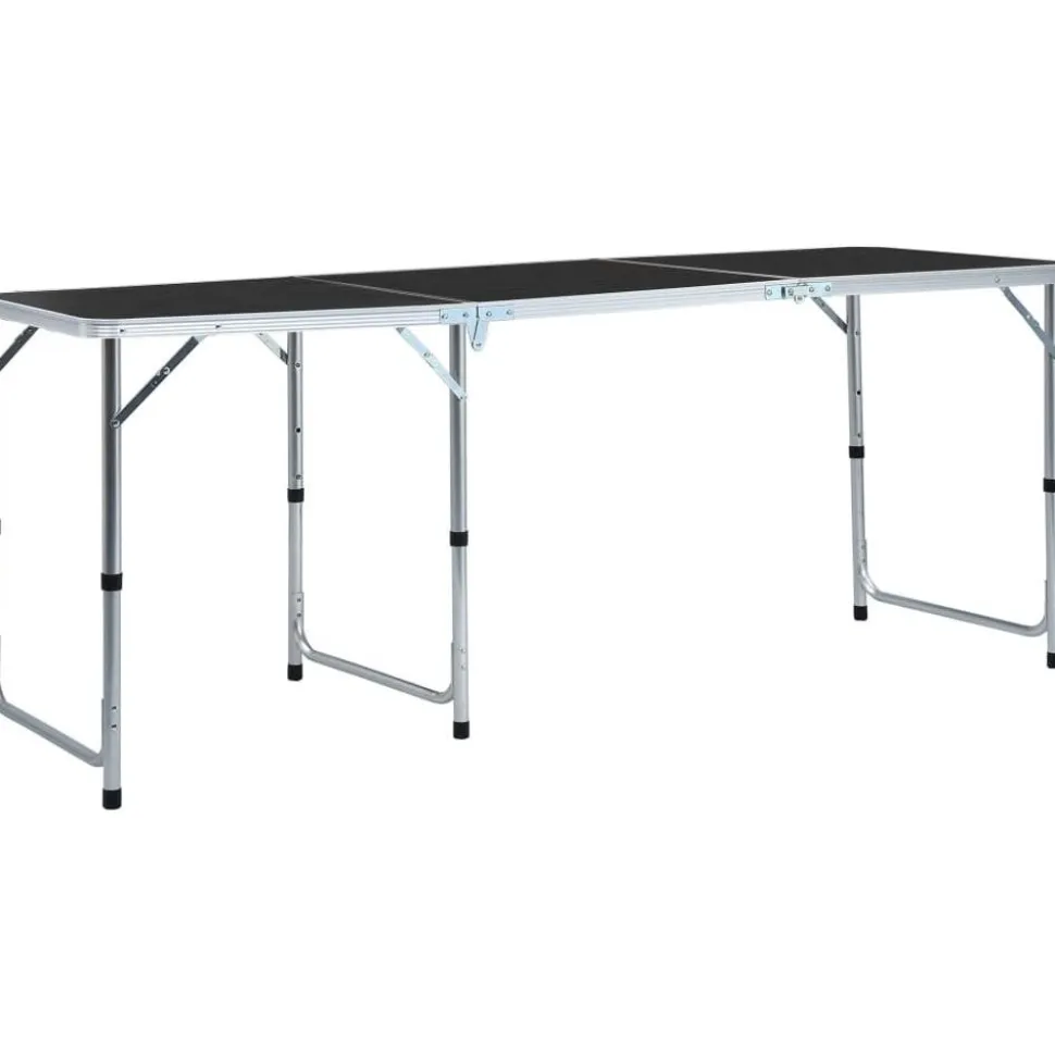 Kokoontaitettava retkipöytä harmaa alumiini 180x60 cm