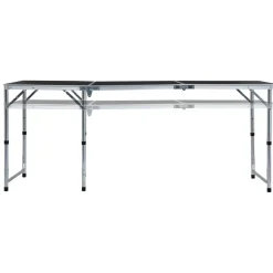 Kokoontaitettava retkipöytä harmaa alumiini 180x60 cm