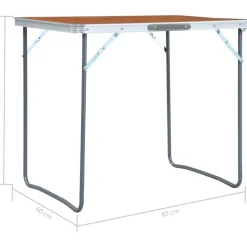 Kokoontaitettava retkipöytä metallirungolla 80x60 cm