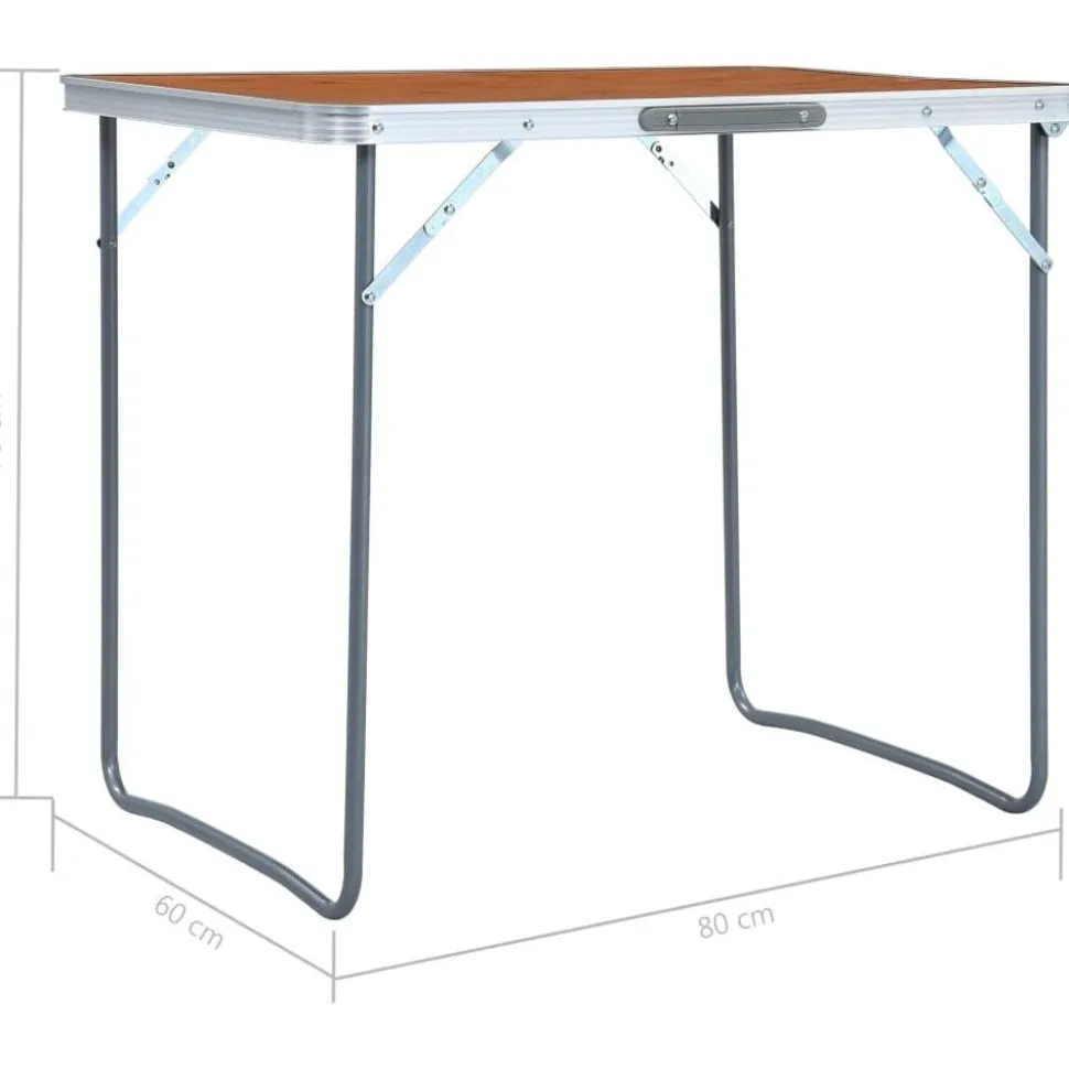 Kokoontaitettava retkipöytä metallirungolla 80x60 cm