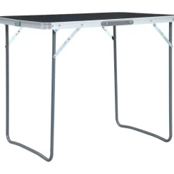 Kokoontaitettava retkipöytä metallirungolla 80x60 cm harmaa