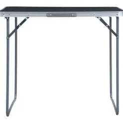 Kokoontaitettava retkipöytä metallirungolla 80x60 cm harmaa