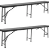 Kokoontaitettavat puutarhapenkit 2 kpl 180 cm hdpe musta