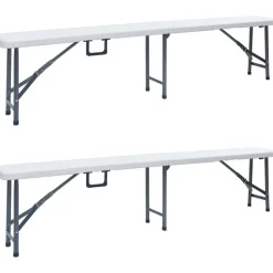 Kokoontaitettavat puutarhapenkit 2 kpl 180 cm hdpe valkoinen