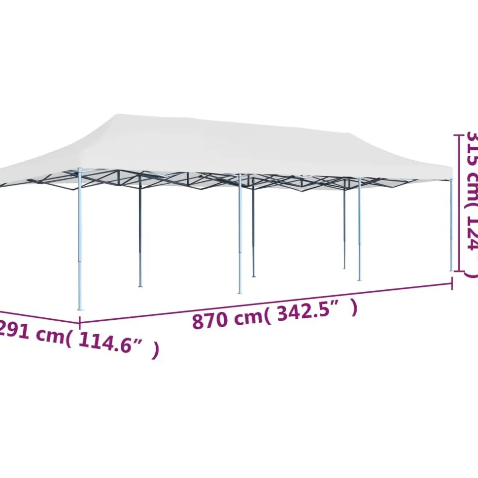 Kokoontaittuva pop-up juhlateltta 3 x 9 m valkoinen