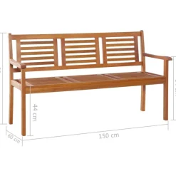 Kolmen istuttava puutarhapenkki 150cm eukalyptuspuu