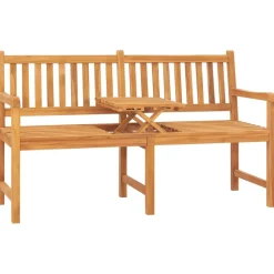Kolmenistuttava puutarhapenkki pöydällä 150 cm, tiikkipuu