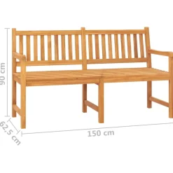 Kolmenistuttava puutarhapenkki pöydällä 150 cm, tiikkipuu