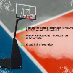 Koripalloteline ProSport 2,6 - 3,05 m taittuva