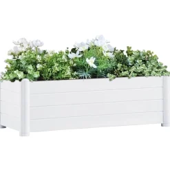 Korotettu kukkalaatikko pp valkoinen 100x43x35 cm
