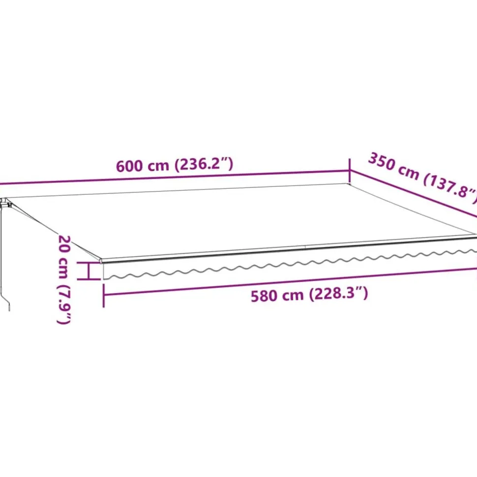 Käsin kelattava markiisi, eri värejä ja kokoja (07204)